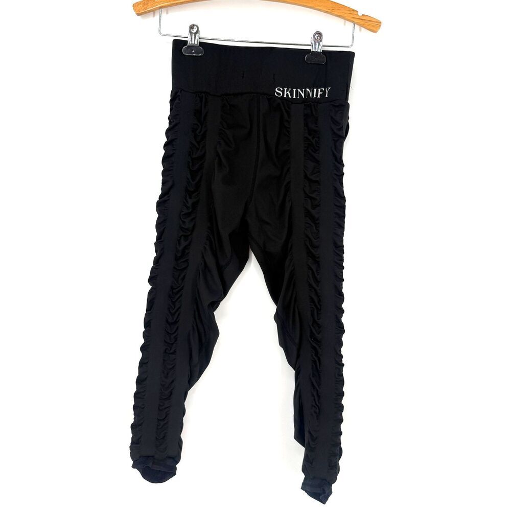 Skinnify Resistance Leggings Black Drawstring Slimming Compression Women L